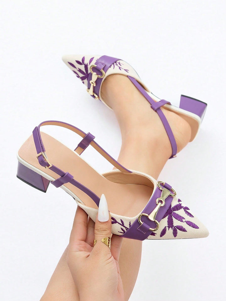 SHOES | Embroidered Slingback Heels