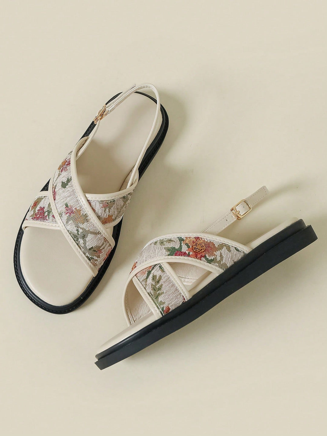 SHOES | Monogram Print Crisscross  Sandals