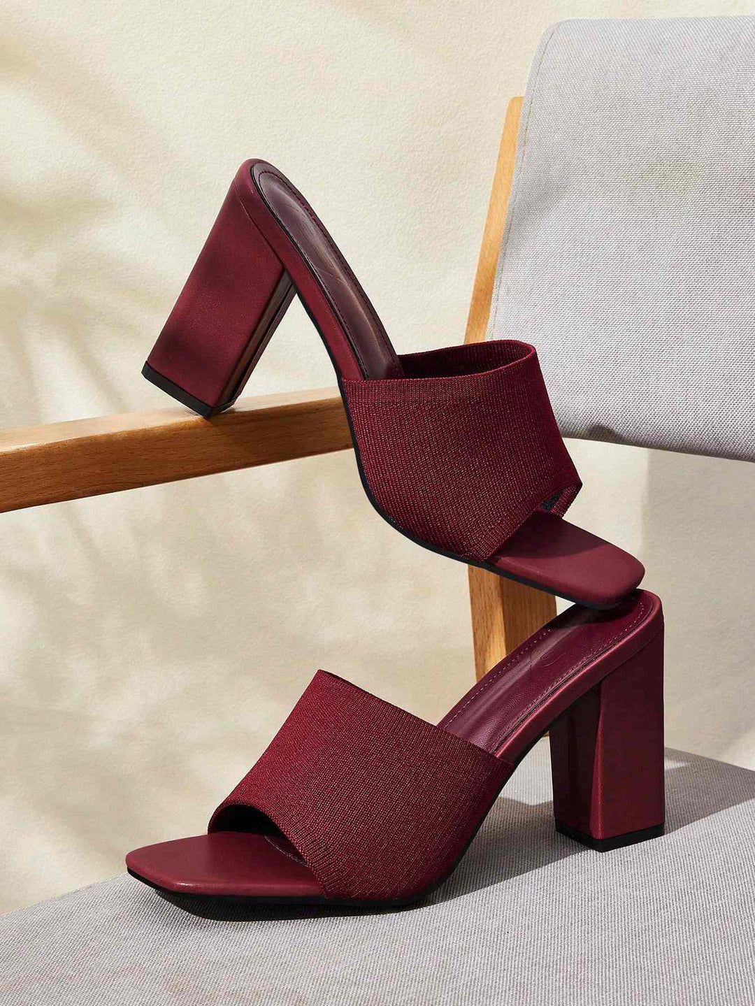 SHOES |Vera Ribbed Knit Block-Heel