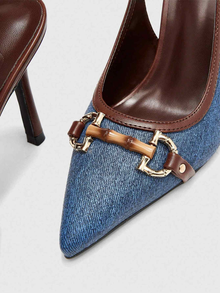 SHOES | Denim Stilettos with Bamboo Buckle