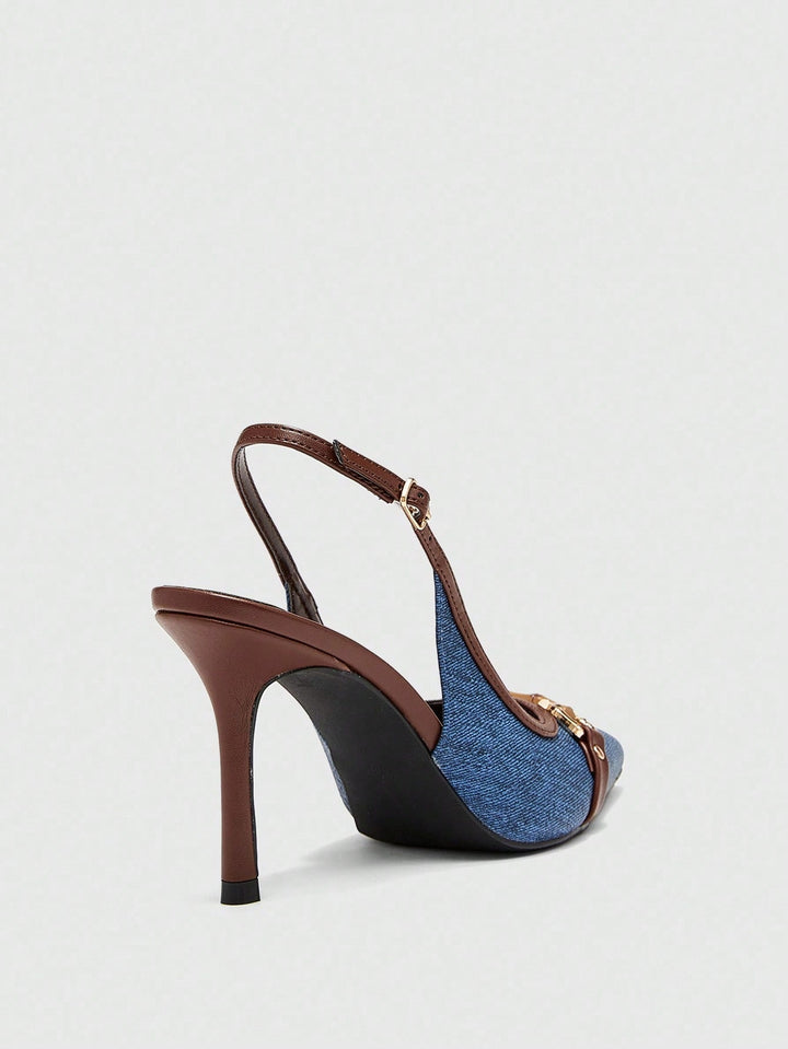 SHOES | Denim Stilettos with Bamboo Buckle