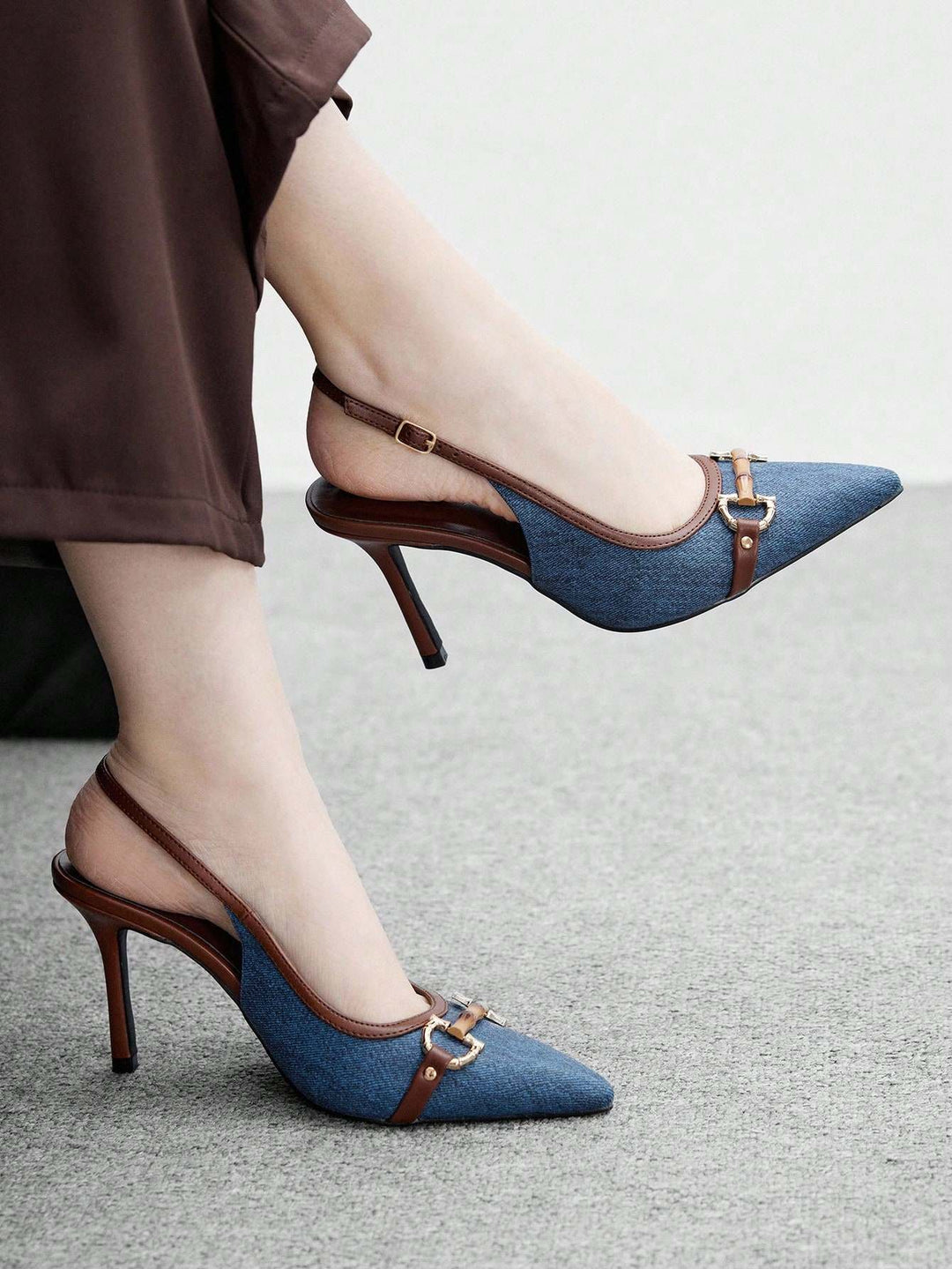 SHOES | Denim Stilettos with Bamboo Buckle