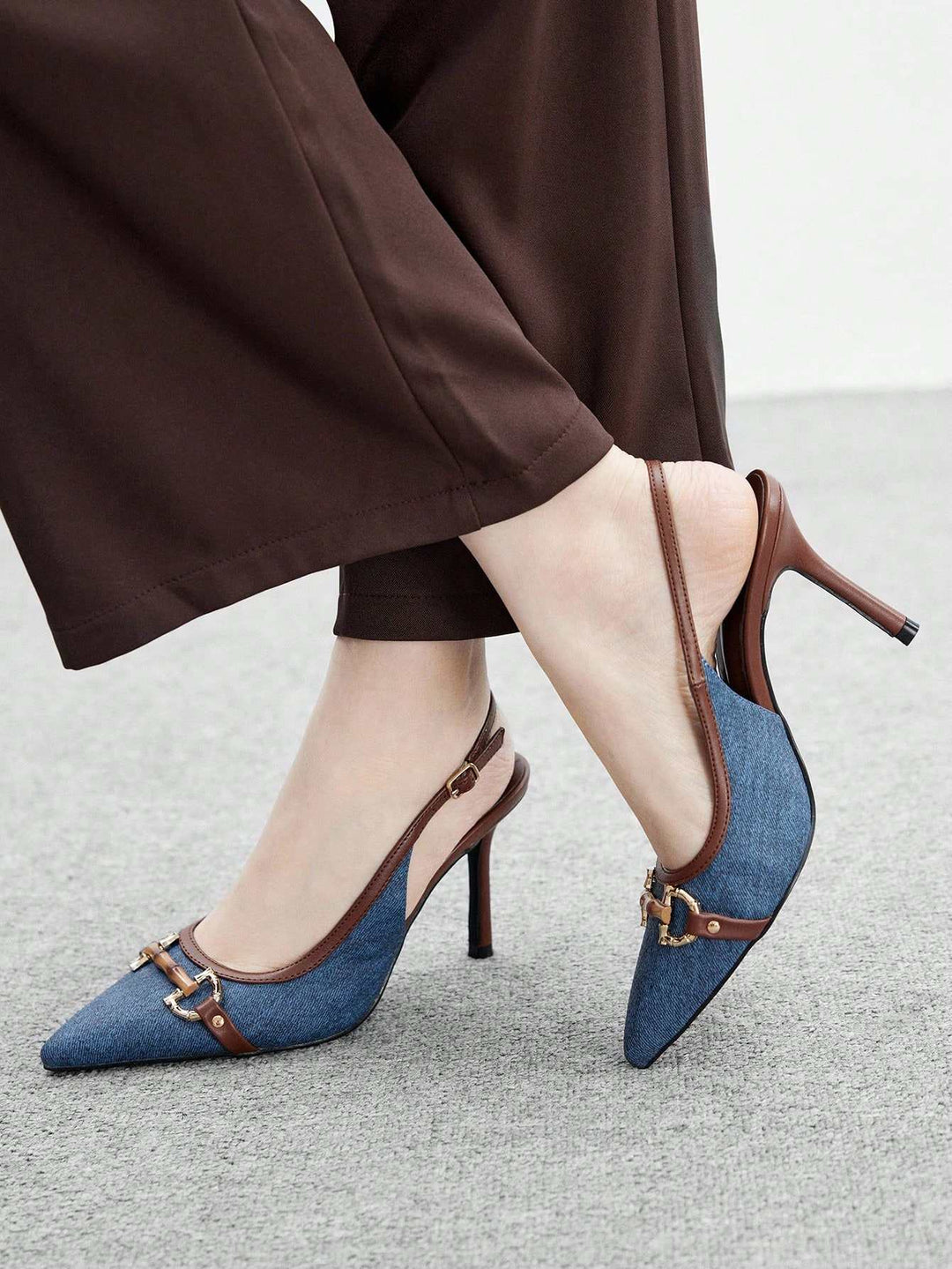 SHOES | Denim Stilettos with Bamboo Buckle