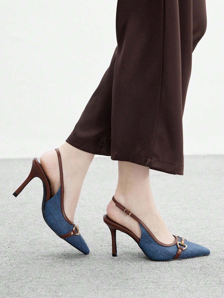 SHOES | Denim Stilettos with Bamboo Buckle