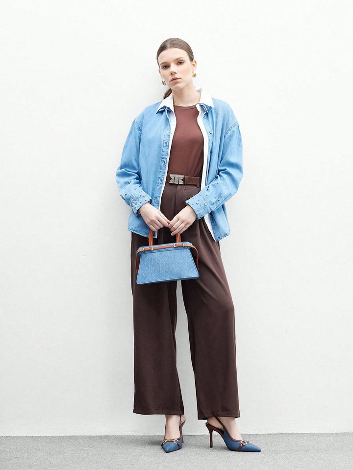 SHOES | Denim Stilettos with Bamboo Buckle
