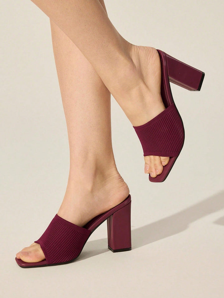 SHOES |Vera Ribbed Knit Block-Heel
