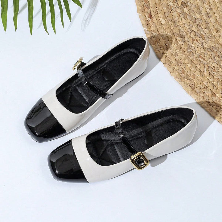 SHOES | Two-Tone Patent Mary Jane Flats