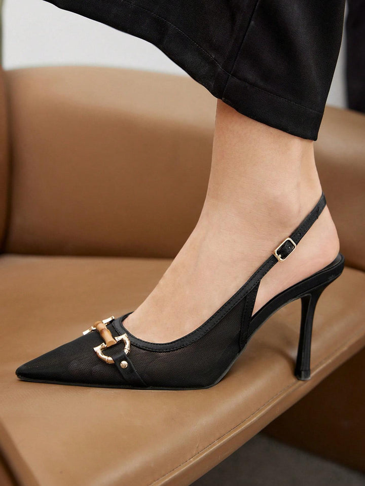 SHOES | Denim Stilettos with Bamboo Buckle