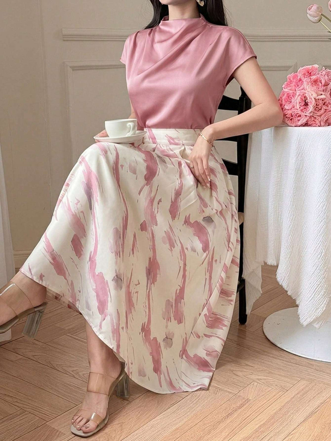 DRESS | Petal Wash Satin Two-Piece Set