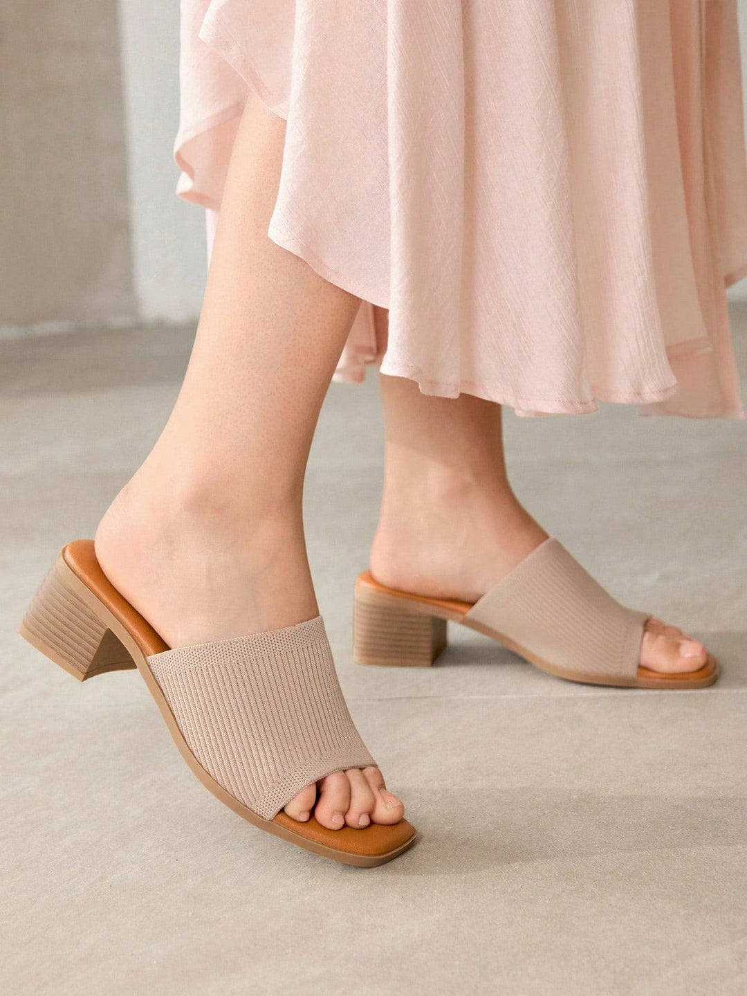 SHOES | Knit Block Heel Mule