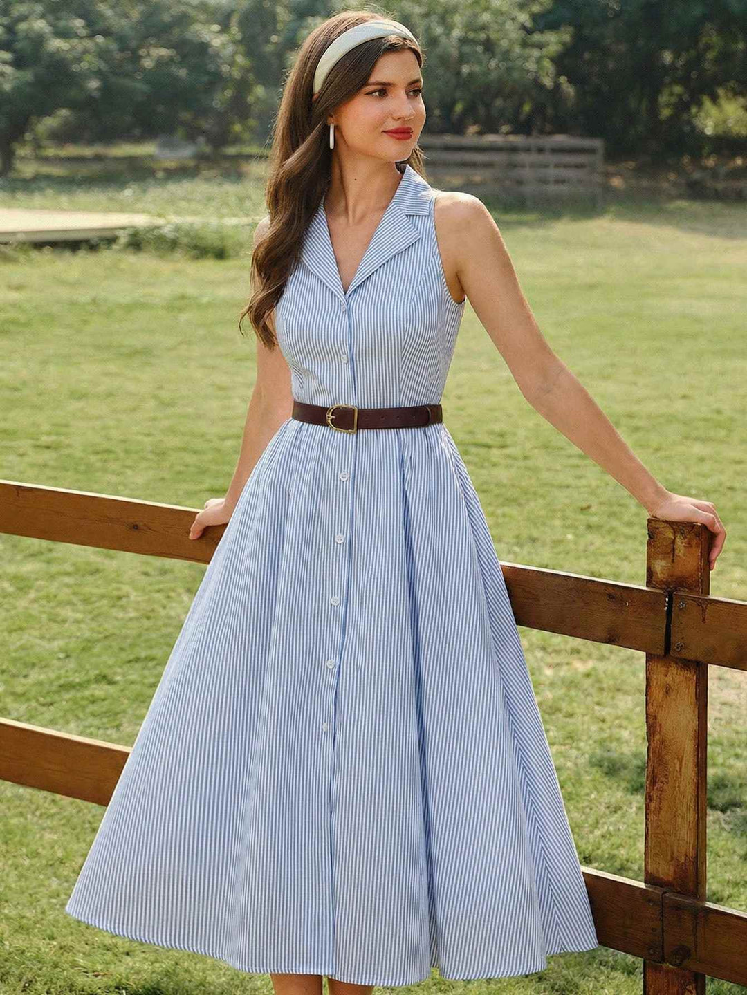 DRESS | Belted Button-Front Midi Dress