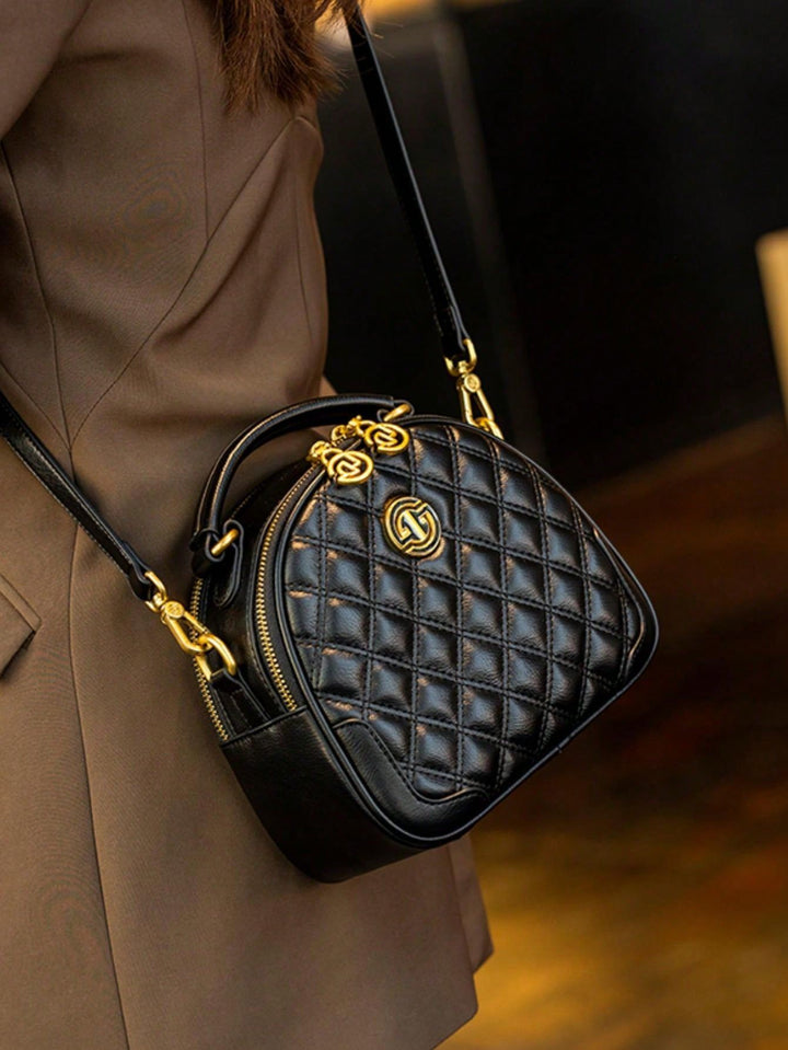 Black Quilted Dome Crossbody Bag