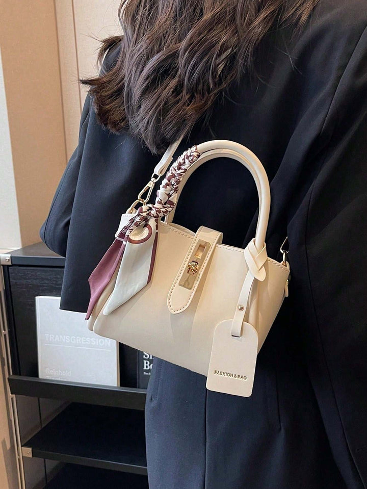 Twist-Lock Handbag with Silk Scarf
