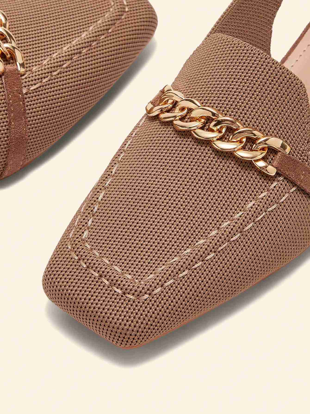 SHOES | Chain-Trim Slingback Loafer Flats
