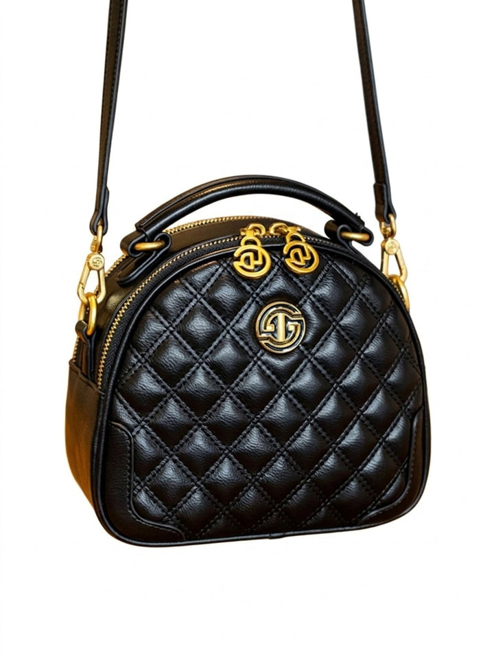 Black Quilted Dome Crossbody Bag