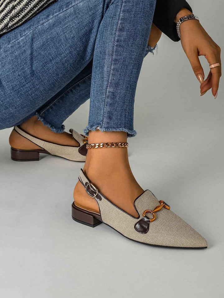 SHOES | Woven Slingback Horsebit Loafers