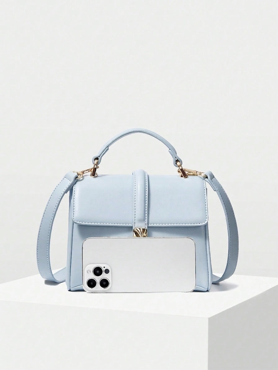 Sky Blue Structured Satchel Bag