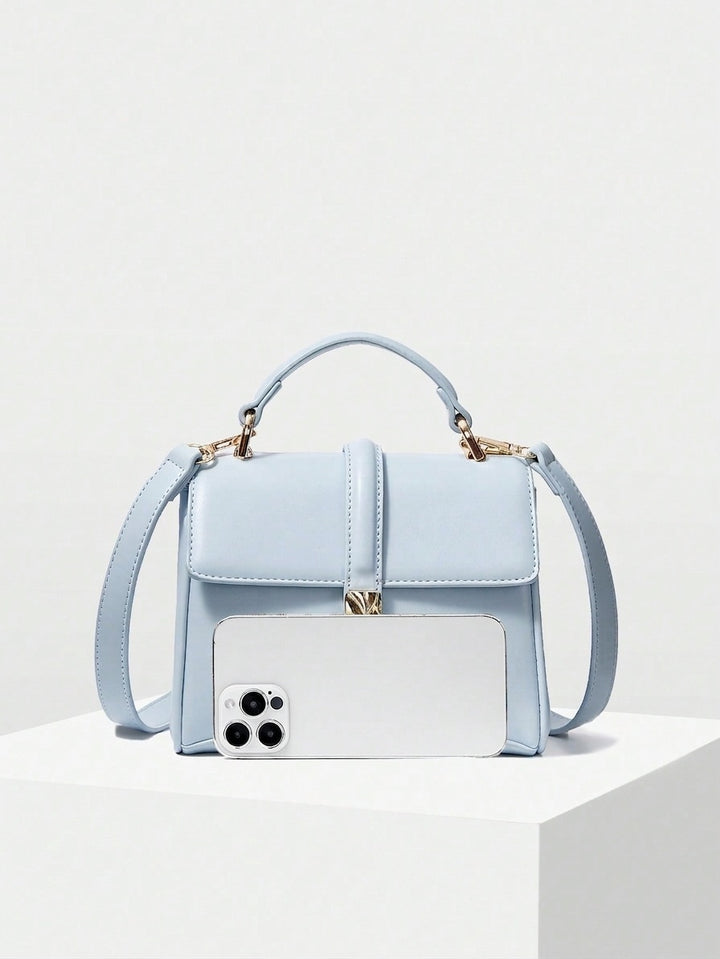 Sky Blue Structured Satchel Bag