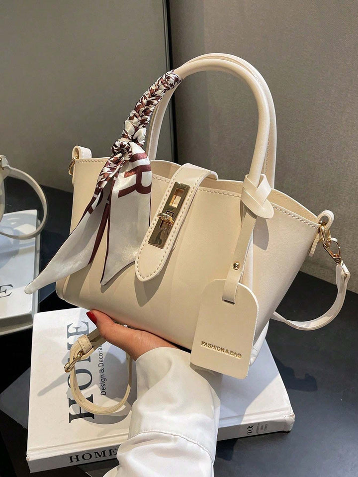 Twist-Lock Handbag with Silk Scarf