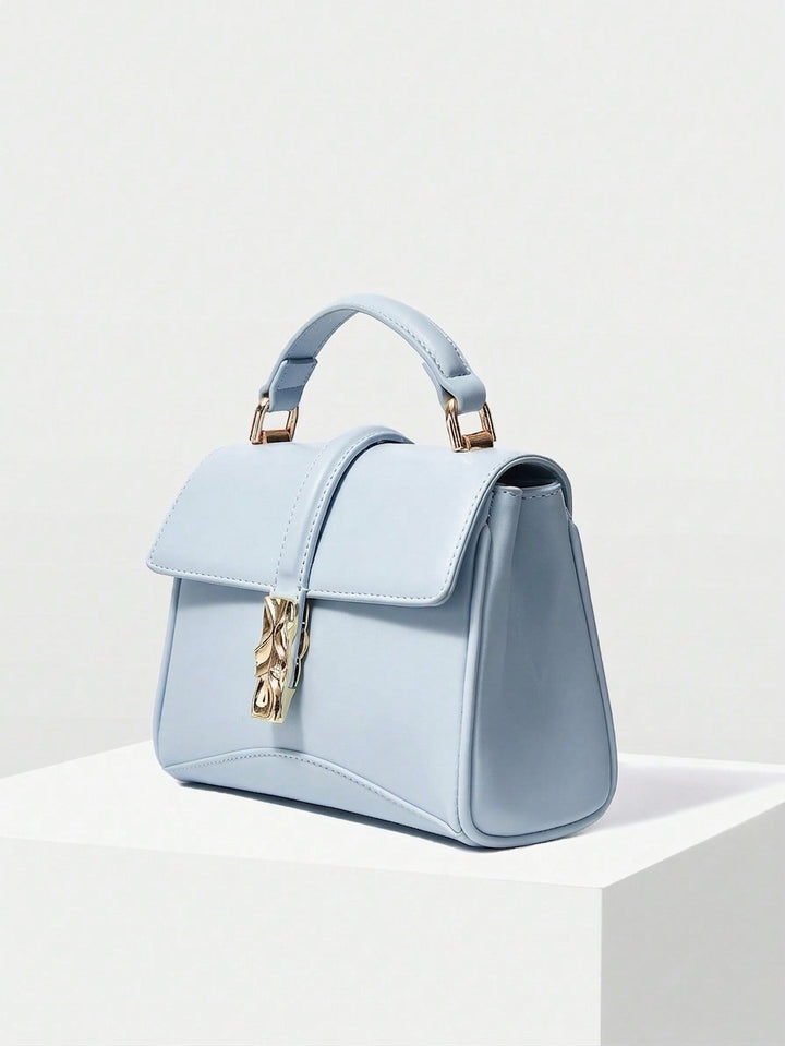 Sky Blue Structured Satchel Bag