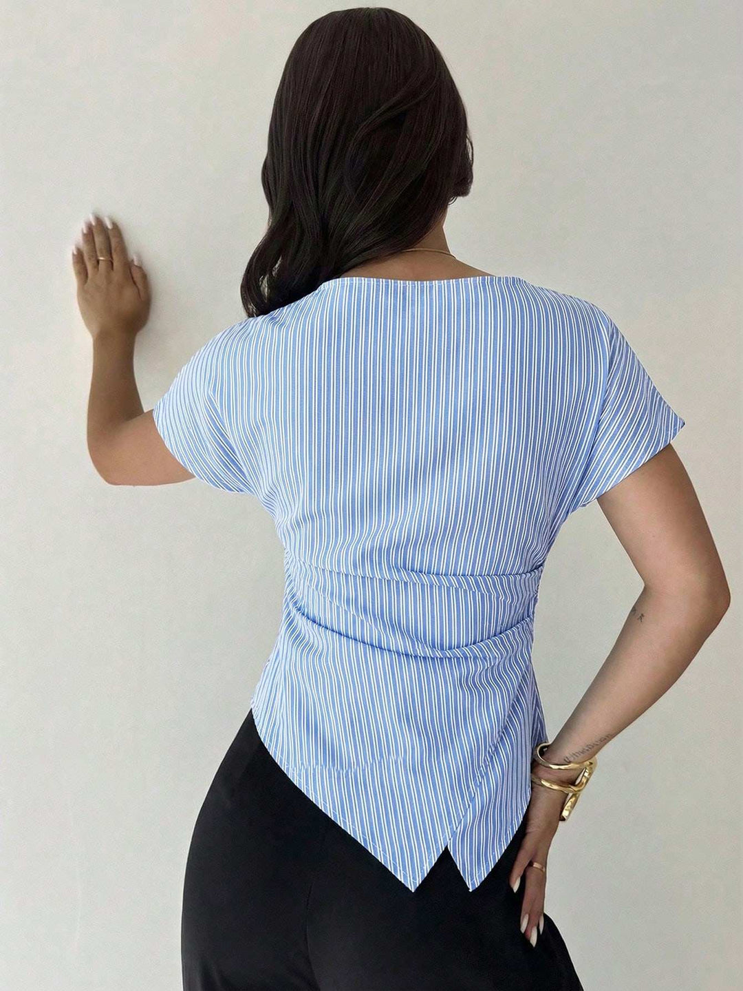 BLOUSE|Ruched Boat Neck Blouse