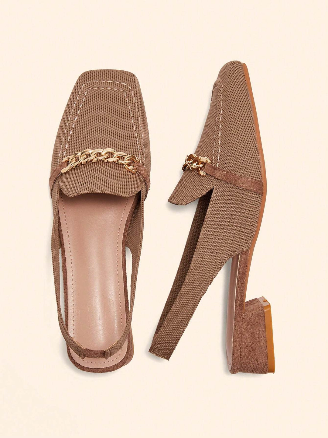 SHOES | Chain-Trim Slingback Loafer Flats