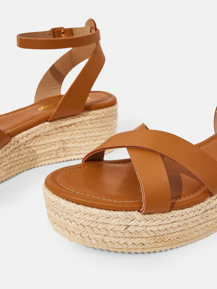 SHOES | Crossover Strap Espadrille Wedge Sandals
