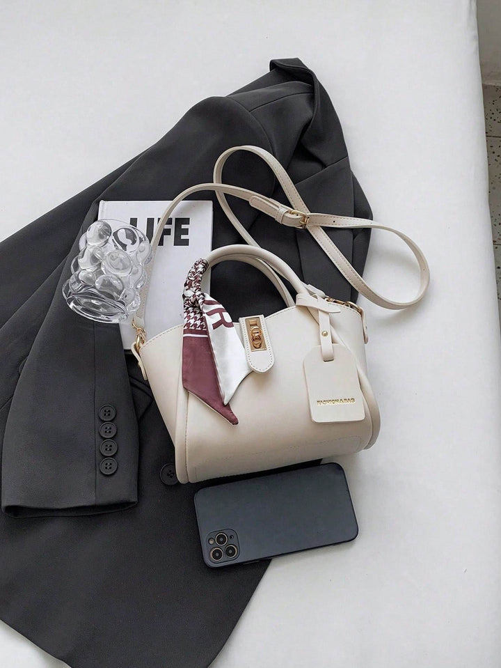 Twist-Lock Handbag with Silk Scarf