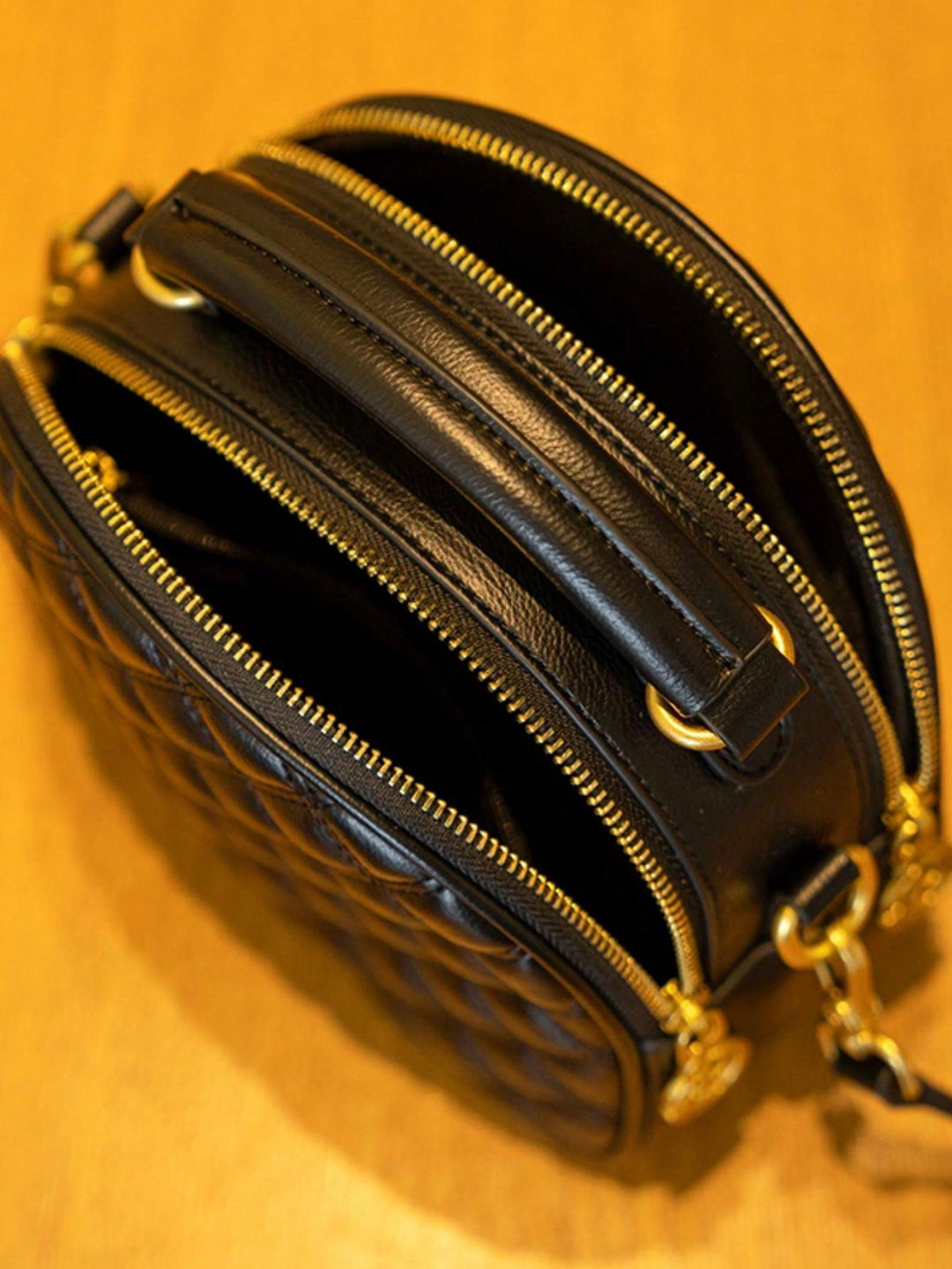 Black Quilted Dome Crossbody Bag