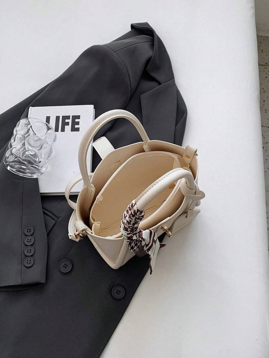 Twist-Lock Handbag with Silk Scarf