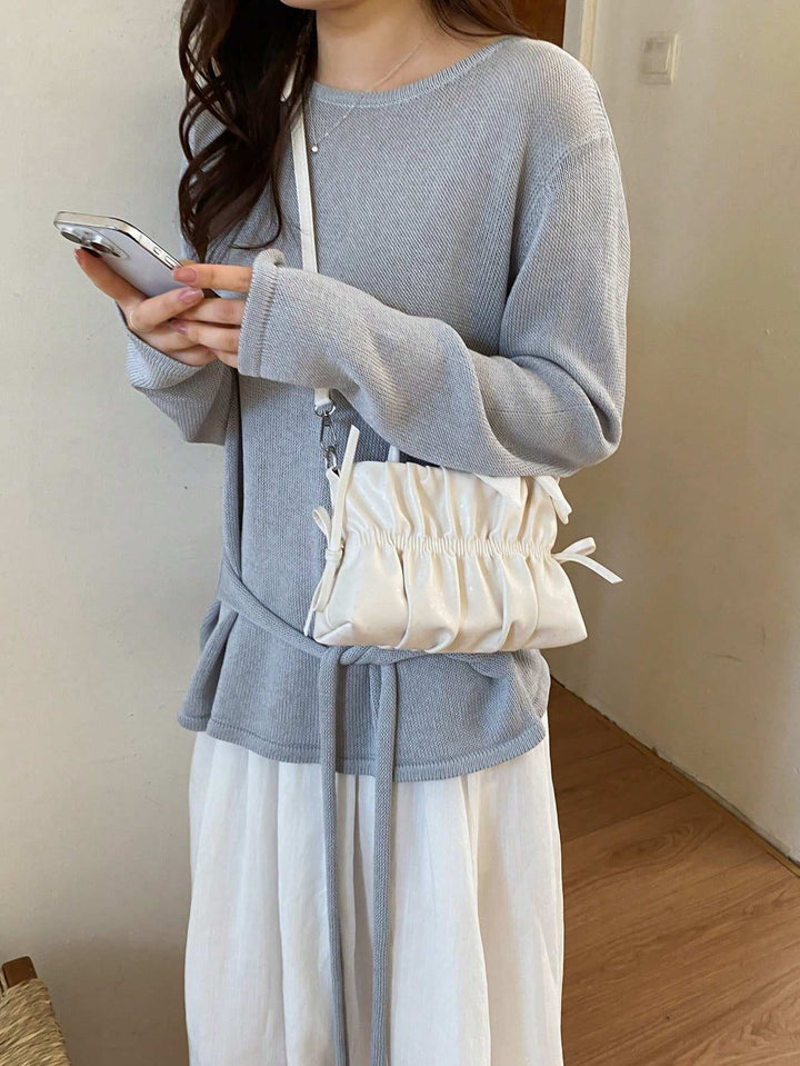 Elegant Ruched Bow Handbag