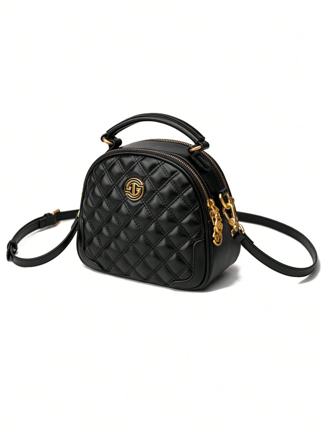Black Quilted Dome Crossbody Bag