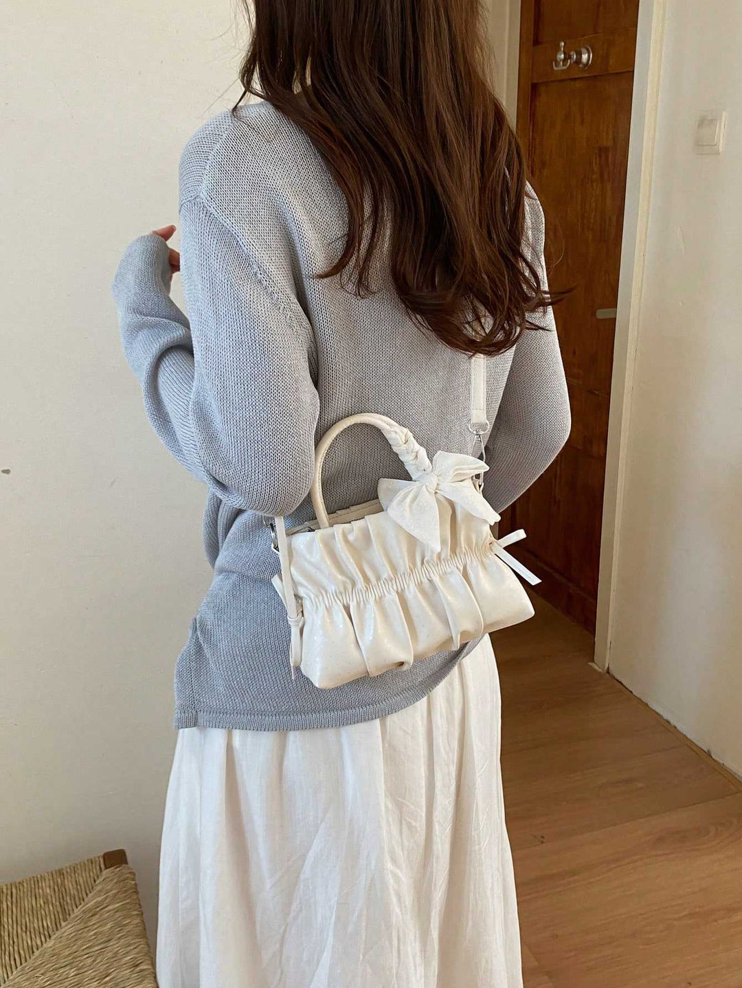 Elegant Ruched Bow Handbag