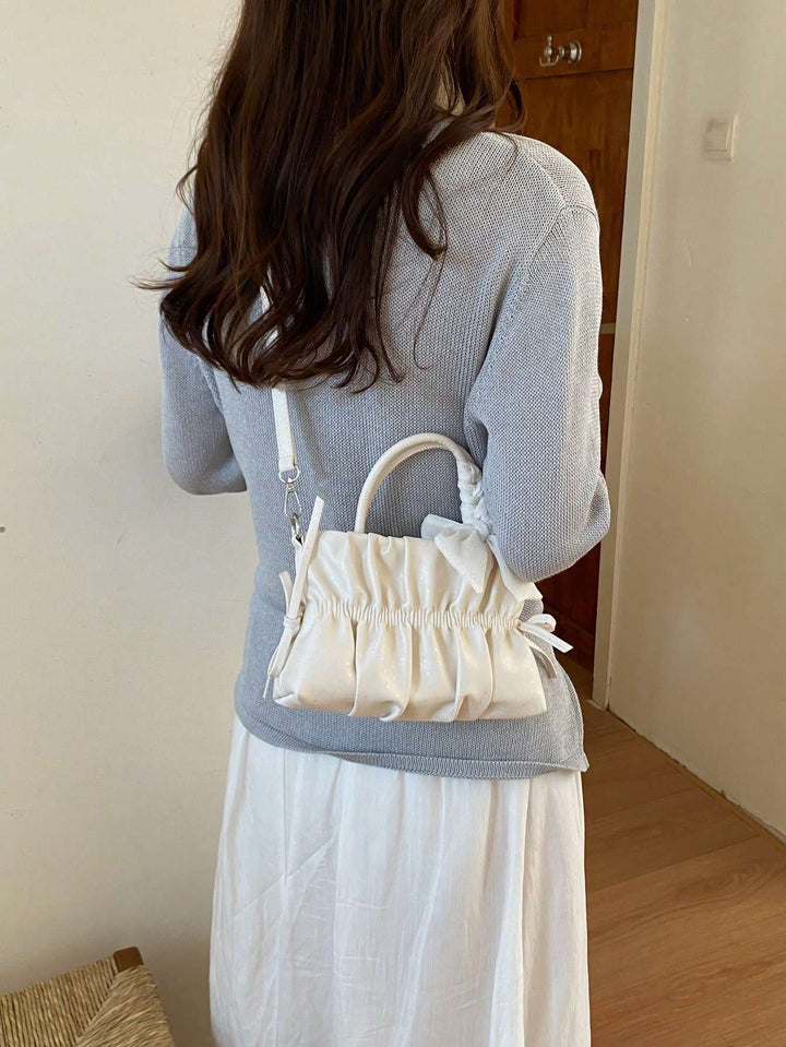 Elegant Ruched Bow Handbag