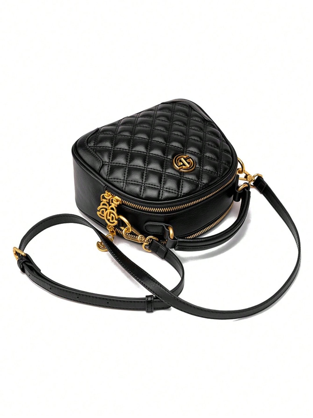 Black Quilted Dome Crossbody Bag