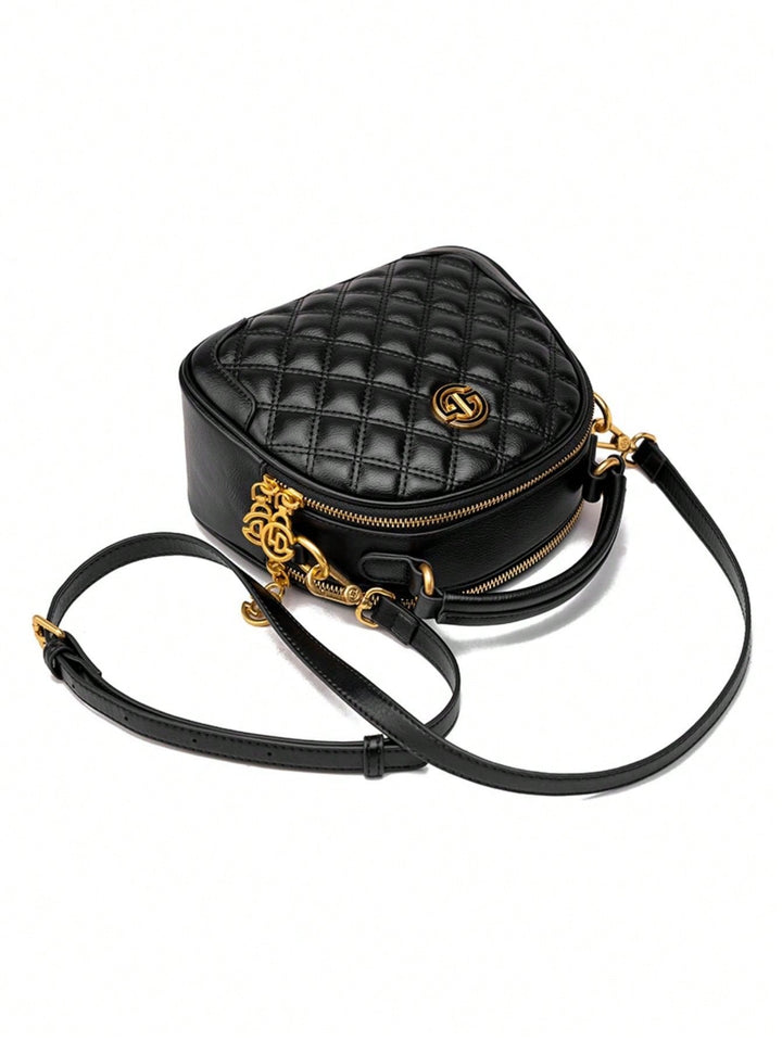 Black Quilted Dome Crossbody Bag