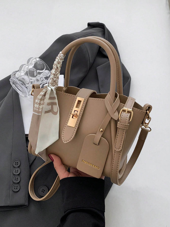 Twist-Lock Handbag with Silk Scarf