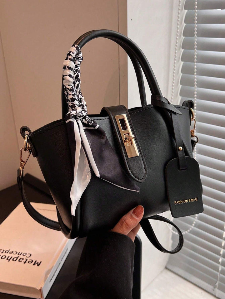 Twist-Lock Handbag with Silk Scarf