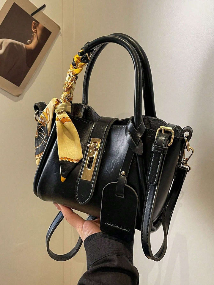 Twist-Lock Handbag with Silk Scarf