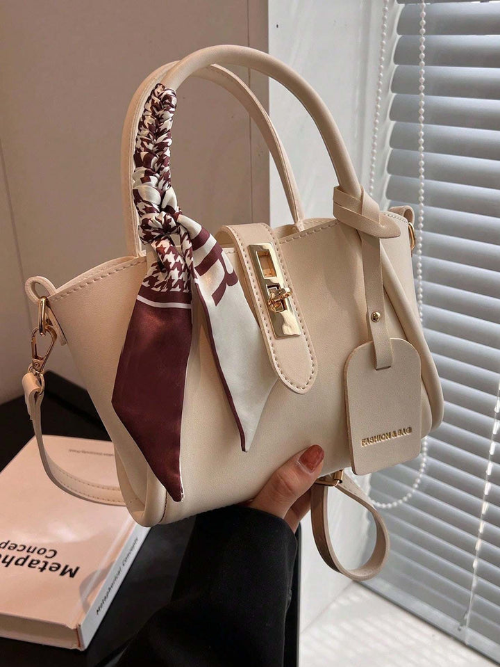 Twist-Lock Handbag with Silk Scarf
