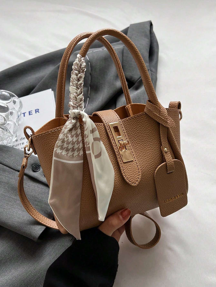 Twist-Lock Handbag with Silk Scarf