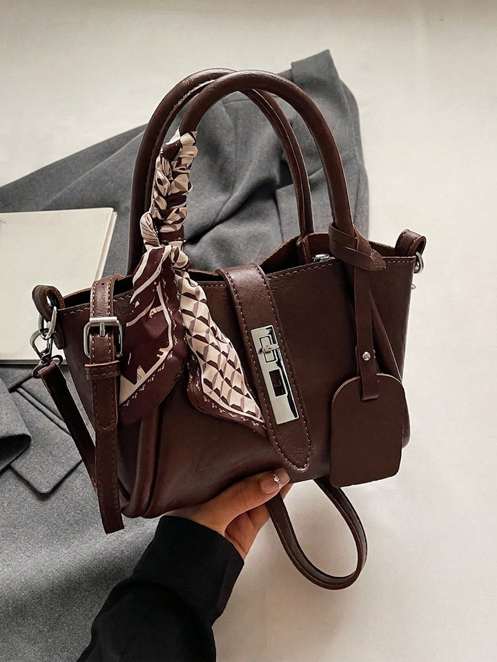 Twist-Lock Handbag with Silk Scarf