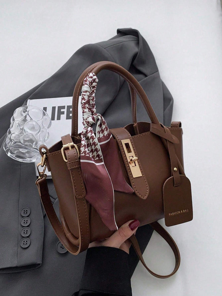 Twist-Lock Handbag with Silk Scarf