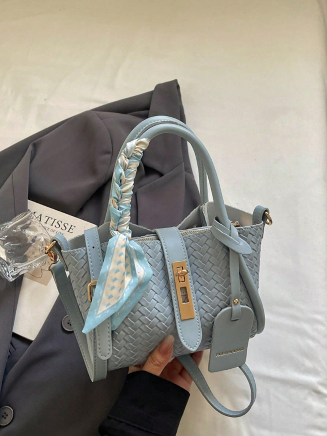 Twist-Lock Handbag with Silk Scarf