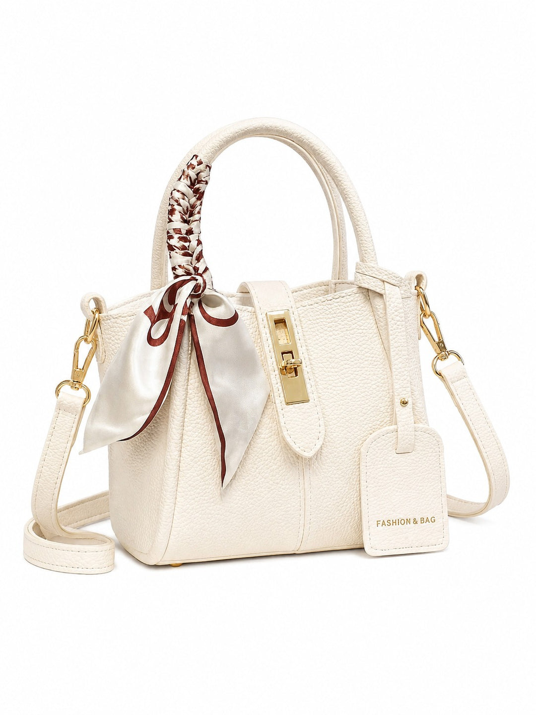 Twist-Lock Handbag with Silk Scarf