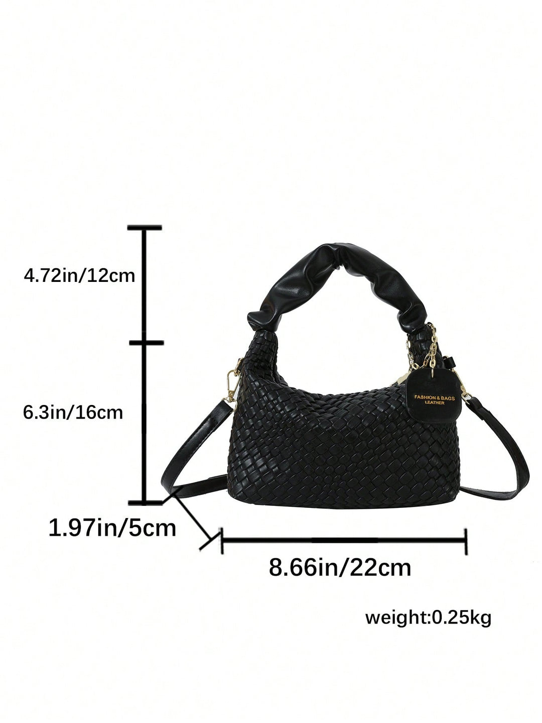 Woven Black Hobo Shoulder Bag