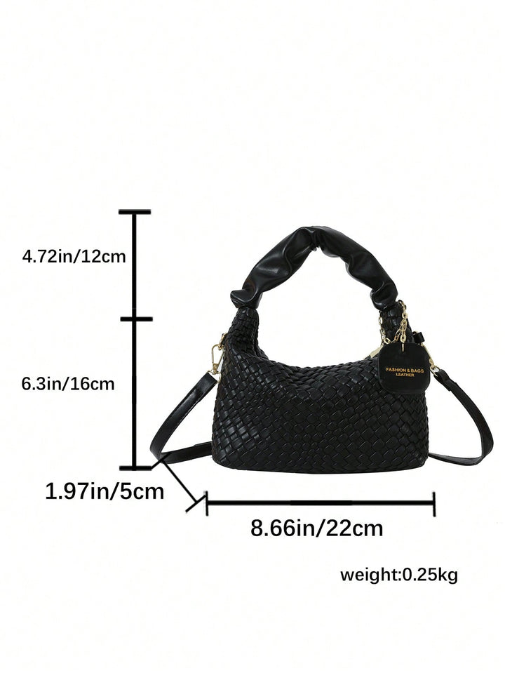 Woven Black Hobo Shoulder Bag