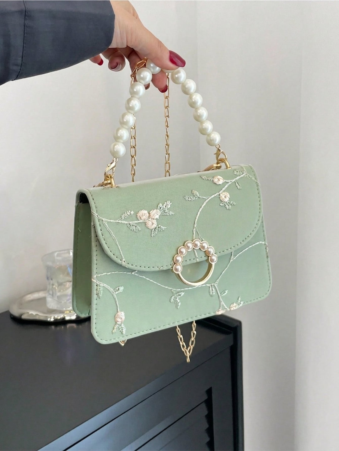 Pearl Floral Mini Handbag