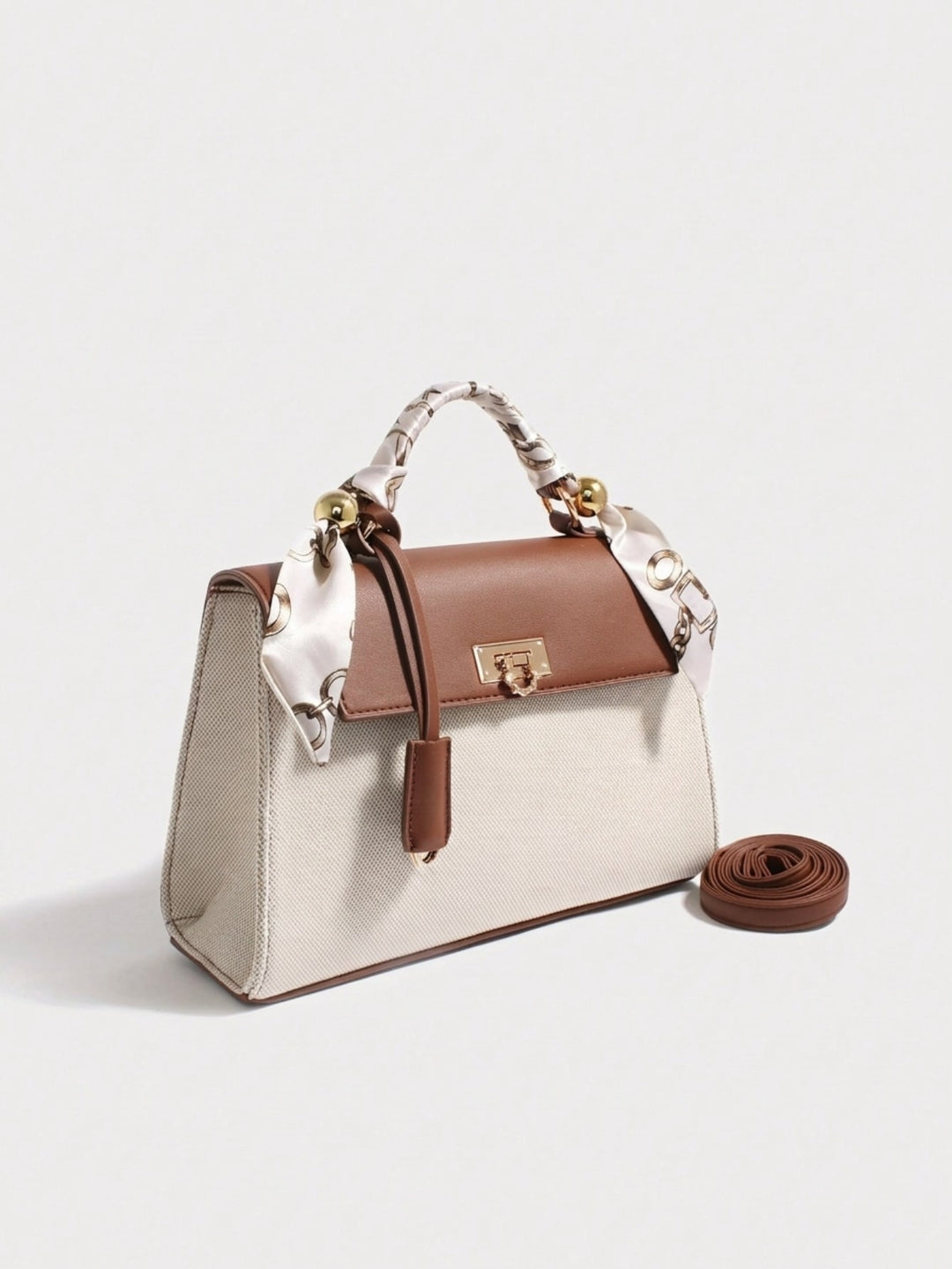 Elegant Scarf Handle Shoulder Bag
