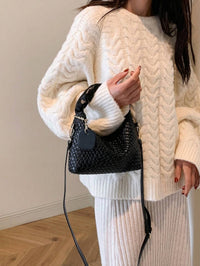 Woven Black Hobo Shoulder Bag